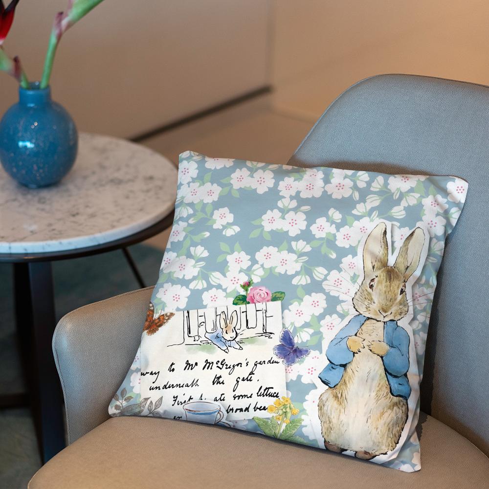 P-Peter Rabbit printing Cushion Cover 2-in-1 Reversible Plush Pillow Cover | Car/Sofa/Bed | Perfect Gift