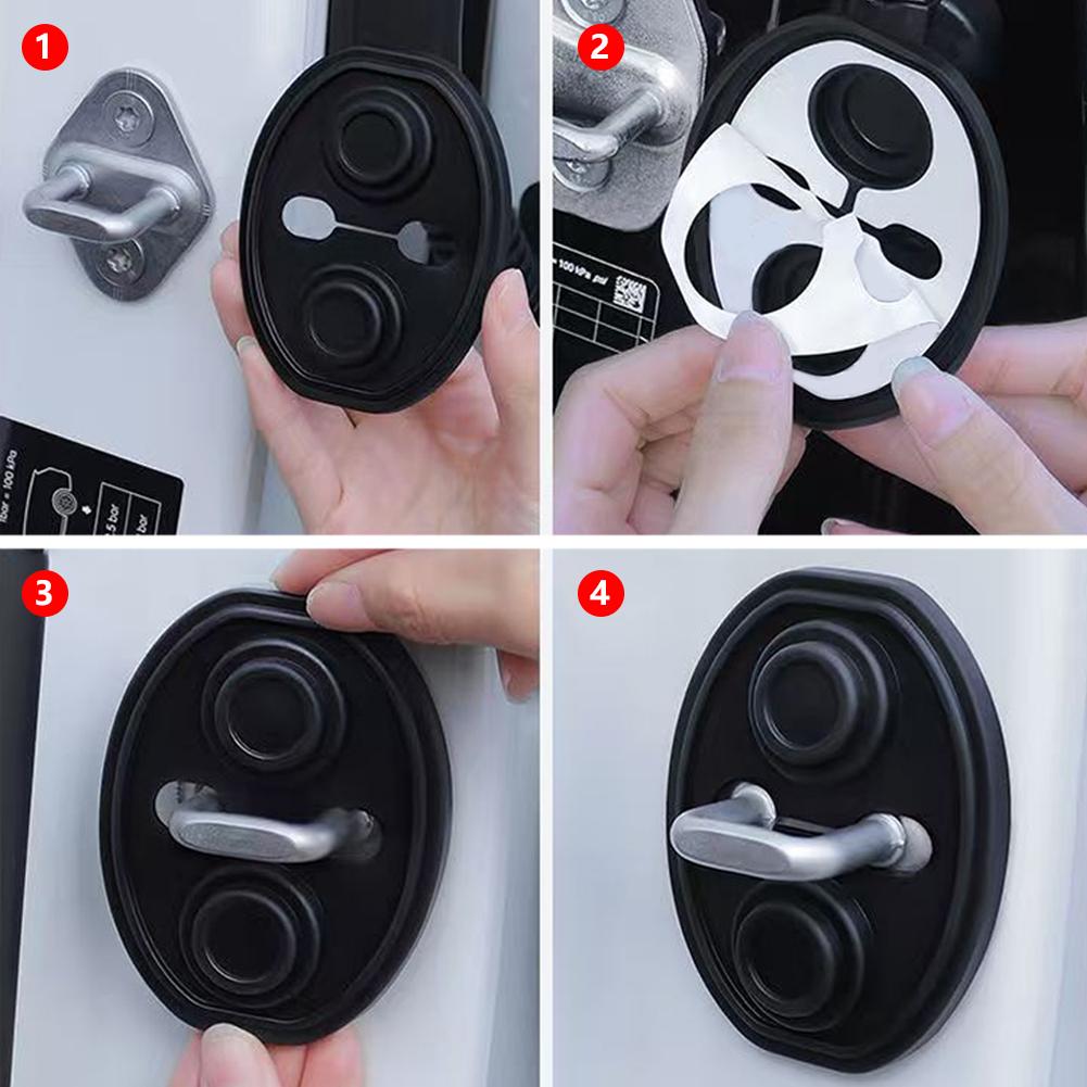 Car Door Latch Accessories Upgrade Closing Shockproof Silicone Cushion Mute Shock Absorber Protective Covers