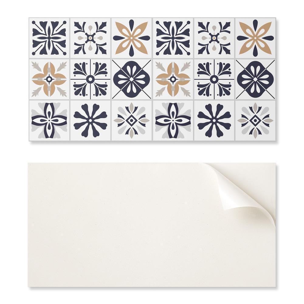 Self-adhesive Vinyl Panel with Print for Bathroom 100x50 cm Decorative Patterns in Tiles