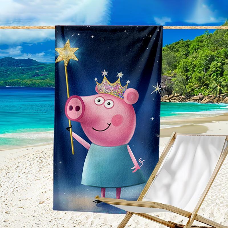 Dance Party With Peppa Microfiber Beach Towel, Lightweight And Quick-Dry, for Summer Travel, Beach Essential, Swimming Pool Outdoor