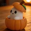 Small Ghost Ornament 3D Printed Pumpkin with Removable Figurine, Creative Halloween Desktop Miniature Figurine Decoration, Cute Statue for Home Office