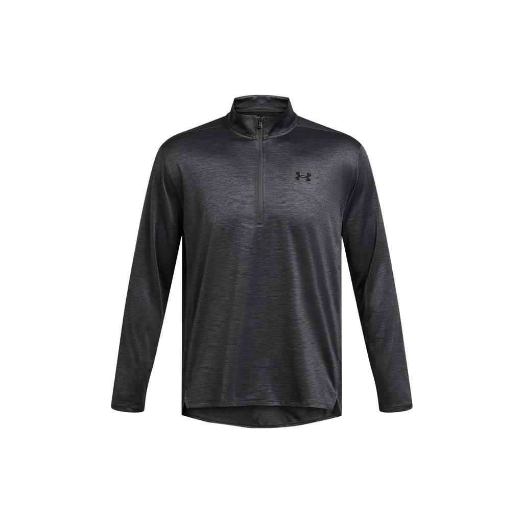 Under Armour Logo Printed Breathable Stand Collar Long Sleeve T-Shirt Men Tops Dark-Gray 1382184-025