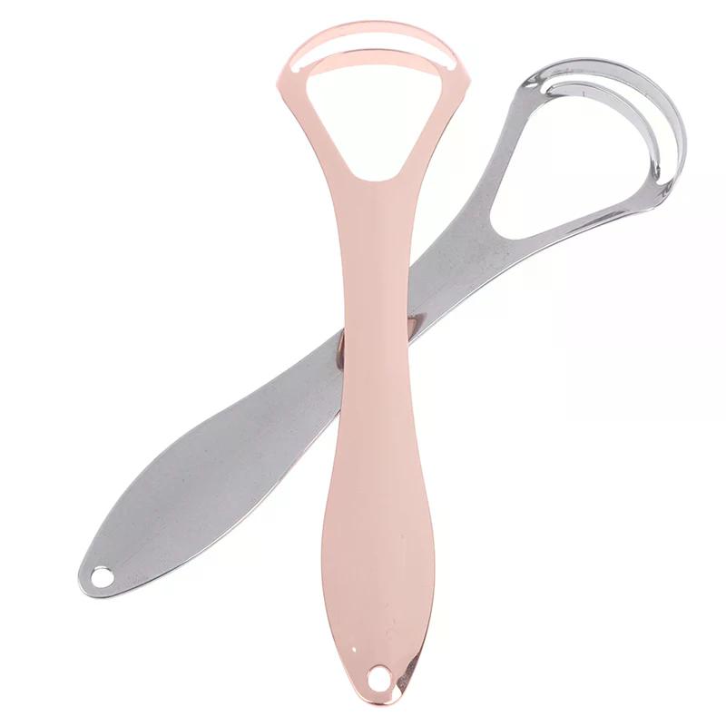 1pcs Travel Portable Double Layer Tongue Scraper Reusable Stainless Steel Oral Mouth Brush Case Non-slip Handle Tongue Scraper