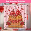 Nidoul Valentines Day Shower Curtain Gnome Valentine's Day Shower Curtain for Bathroom Valentine Romantic Red Heart Aesthetic Fabric Waterproof Cute