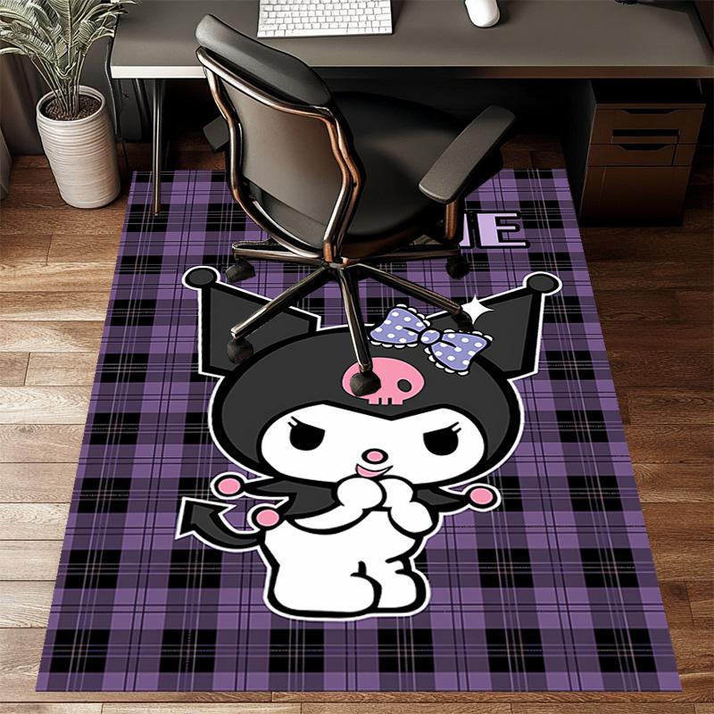 Custom Kuromi Mat Personalized Name, Polyester Washable Indoor Entryway Rug, Gift for Christmas, Easter, Thanksgiving Day