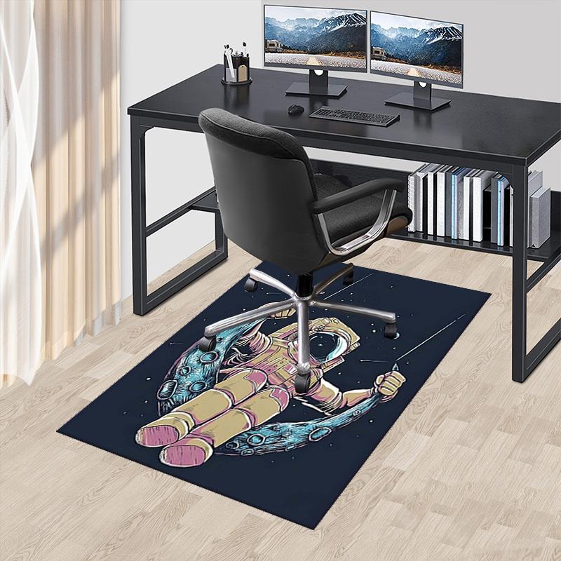 1pc Astronaut Fishing in Space Chair Mat - Office Desk Pad with Octopus Design, Non-Slip Carpet for Home Decor, Suitable for All Seasons and Occasions
