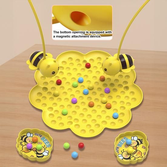 Bee Bean Picking Fishing Game Magnetic Bead Catcher Tabletop Game with Headband Kids Parents