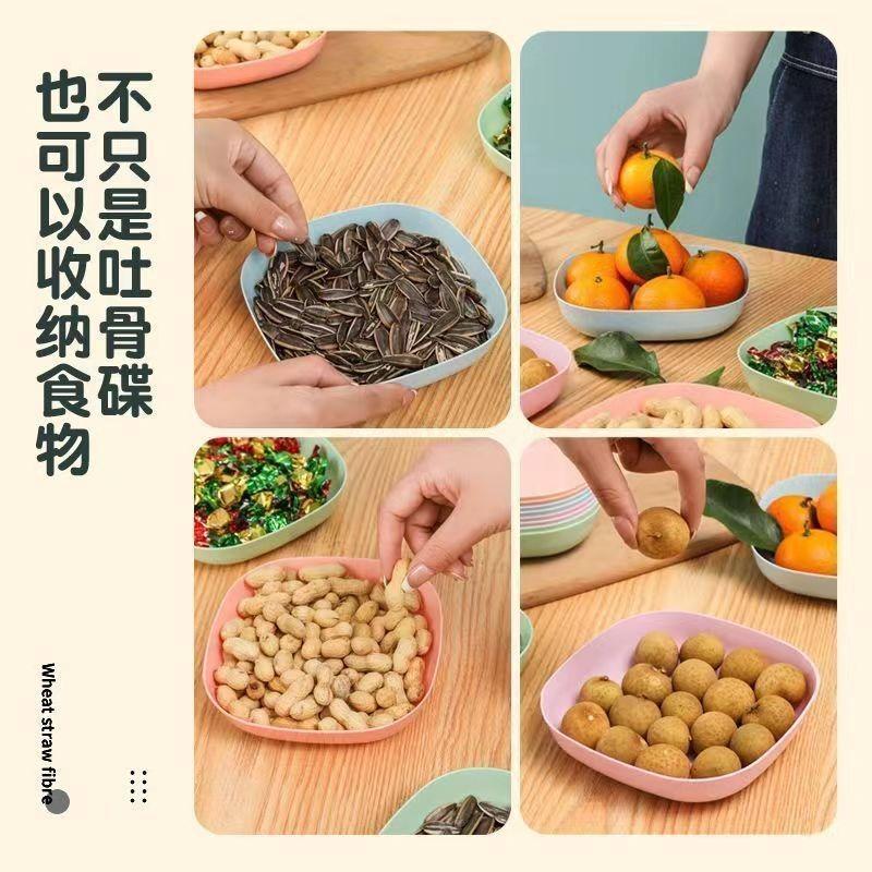 10Pcs Multi-function Color RandomSpit Bone Dish Household Food Grade Plastic Spit Round Square Set Dining Table Garbag