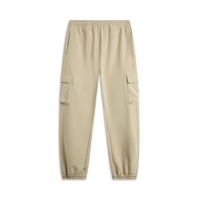 Li Ning Sports Trend Serie Bündchenweite Locker Einfarbig Schnürung Gestrickte Sweatpants Herren Unterteile Milch-Khaki AYKU559-3