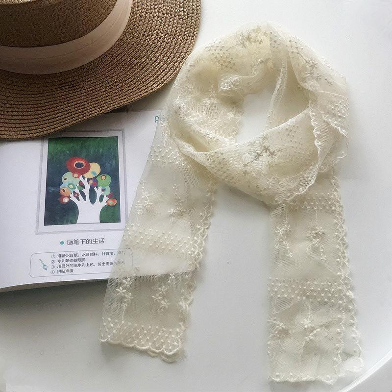 

Весенне-осенний корейский кружевной шарф, однотонный длинный полосатый маленький шарф, защита шеи, украшение для волос, шарф-лента, зимний шарф