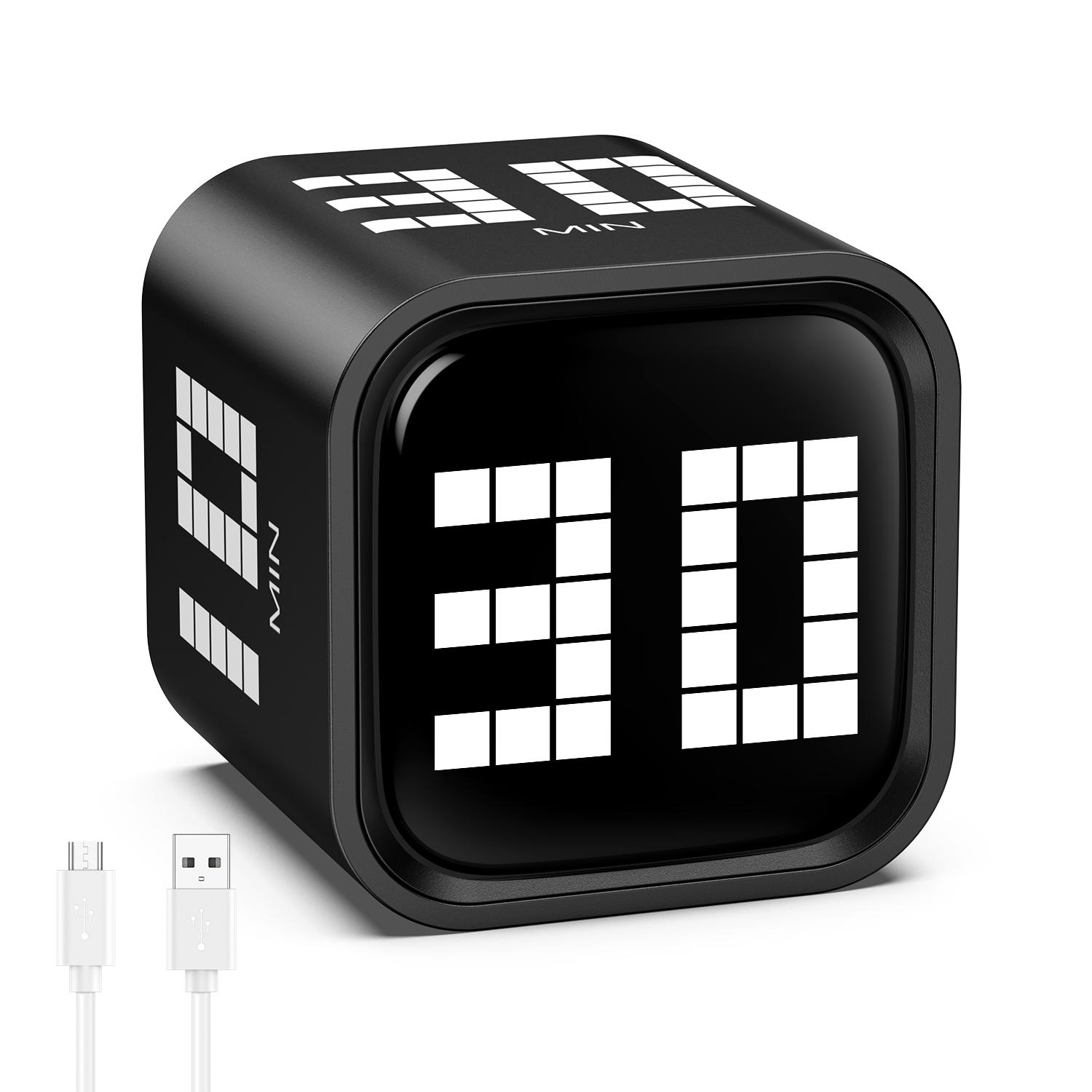 Flip Motion Digital Timer, 3 Mode Loud/Vibrate/Silent Countdown Timer, USB-C Rechargeable, for Kitchen Study Workout ADHD Focus чёрный