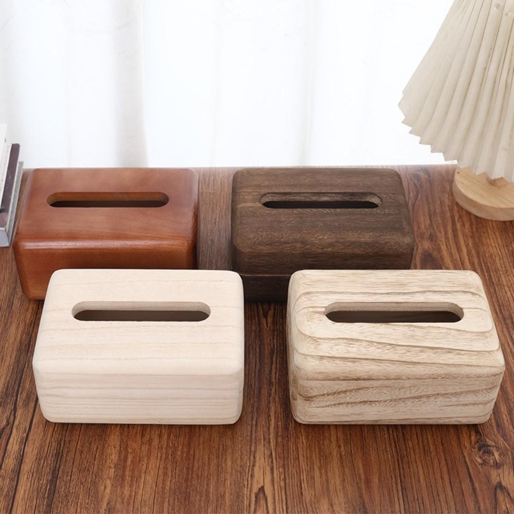 Waterproof Solid Wood Paper Box Retro Storage Box Eco-Friendly Wooden Tissue Box Interior Design