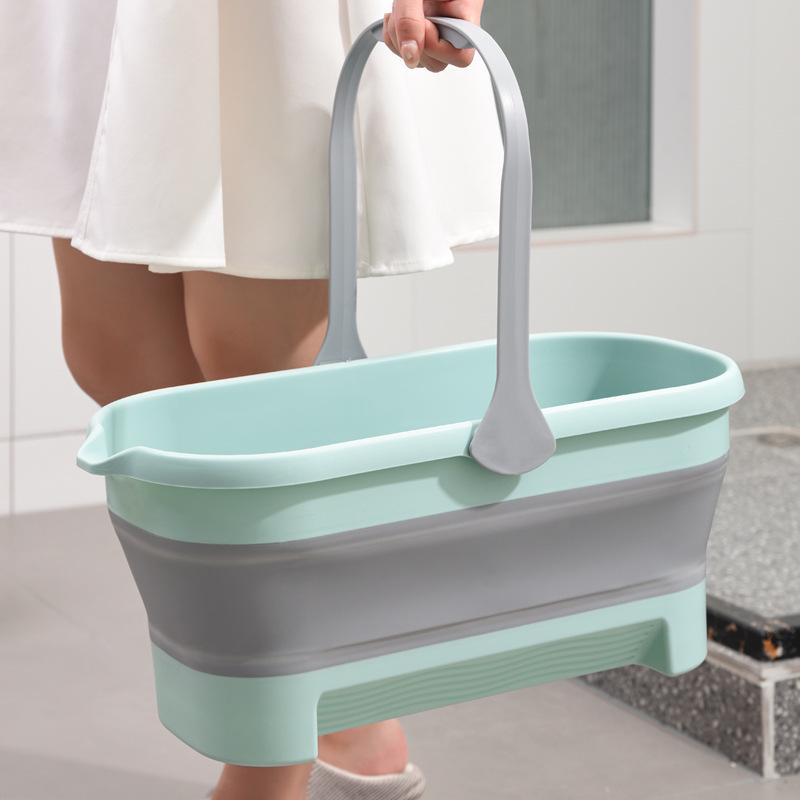 Portable Rectangular Folding Mop Bucket - Large, Thickened, Multi-functional Plastic for Car Wash & Mopping