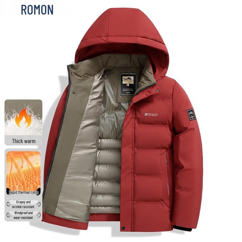 ROMON Men's Thickened Hooded Winter Padded Jacket