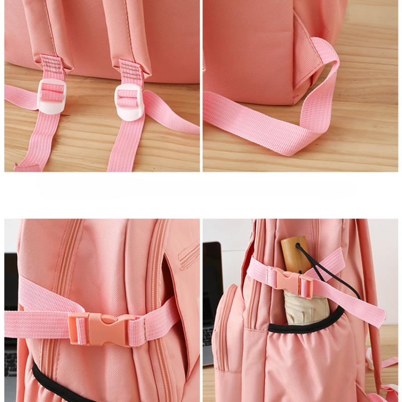 Pětidílný batoh pro základní školy Pětidílný batoh Středoškoláci Velkokapacitní Vícekapesní Multifunkční batoh Pevná plátěná taška na volný čas