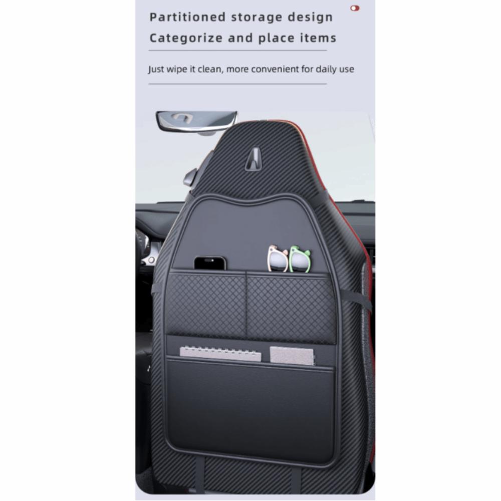 PU Car Seat Kick Proof Pad with Pockets Auto Seat Back Storage Bag  for Children