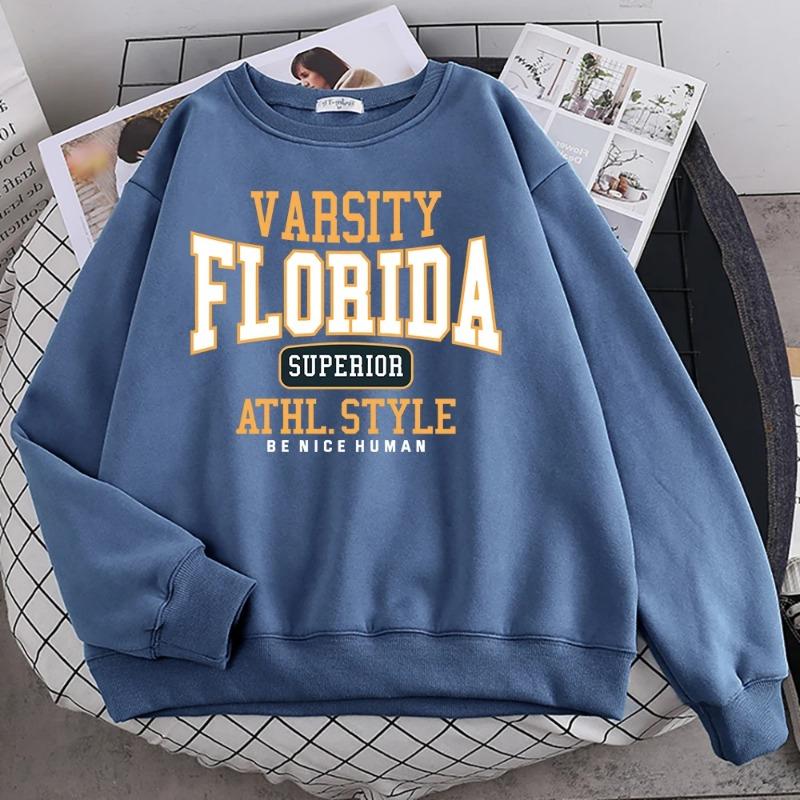 Trend Casual Man Pullover Florida Superior Athl Style Print Hoody Warm Drop Sleeves Crewneck Soft Female Streetwear Pullovers & Long Sleeves Men’s