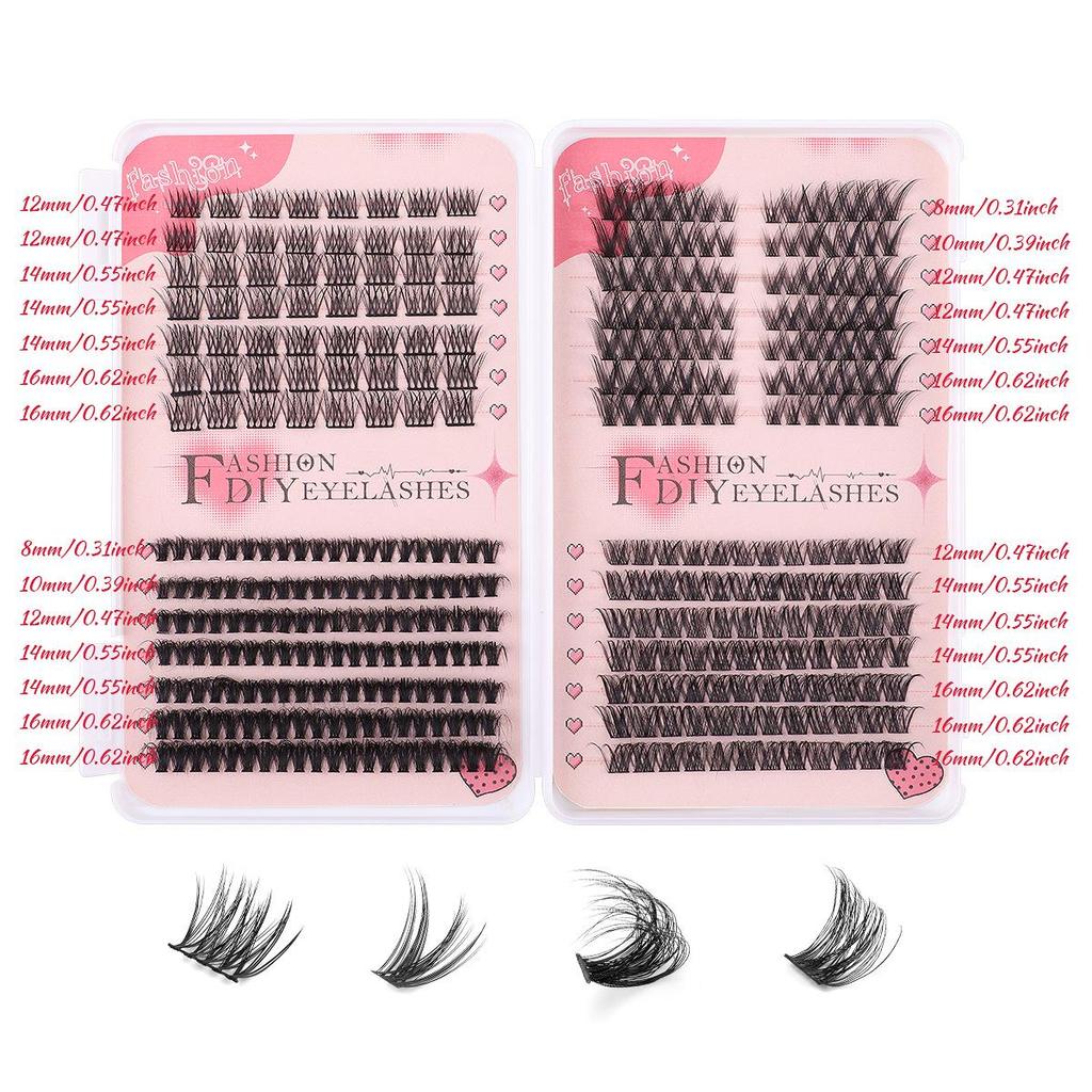 Large Capacity DIY Eyelash Extension Set: Natural Thick D Curl Segmented Self-Grafting Single Cluster Blossom Lashes