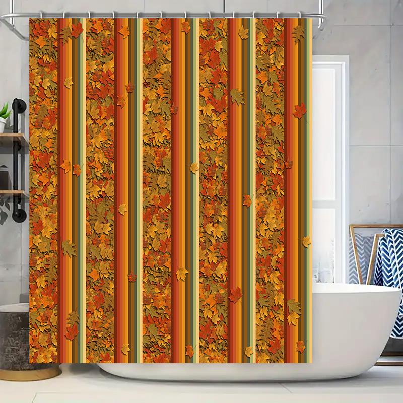 

Colorful Shower Curtain With Fall Leaves Pattern Perfect Decoration For Bathroom Decorations W60H190(CM)-1 Pcs