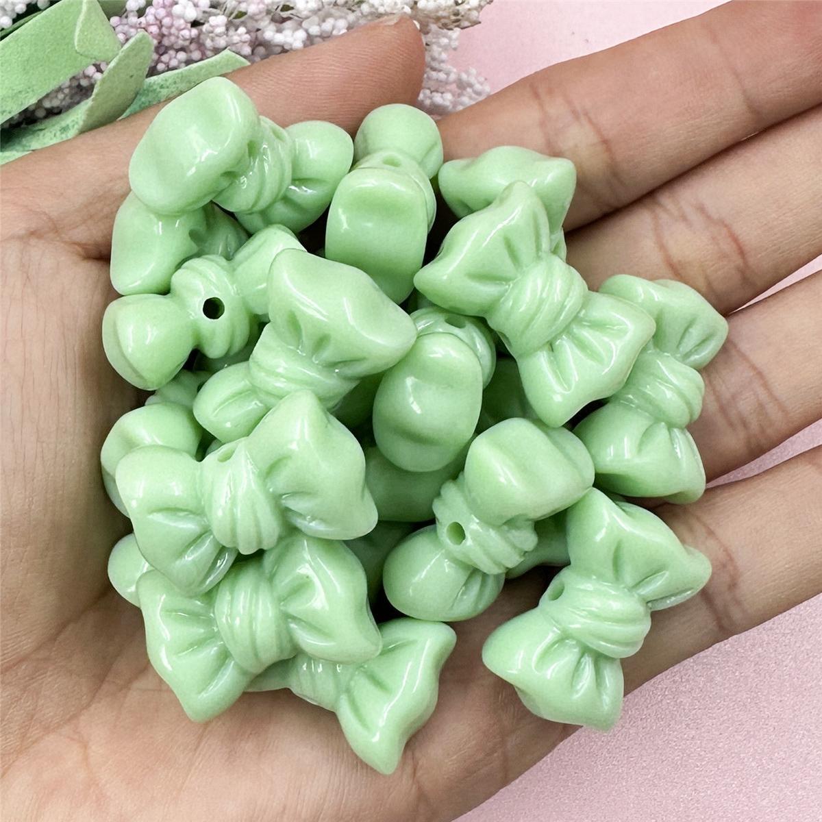 

Товары для дома, вечеринки, 20 шт., однотонные бусины с бантом, ювелирные аксессуары, изготовление модных браслетов «сделай сам», браслет-макарон, материалы для цепочки для мобильного телефона, 16*23 мм зелёный