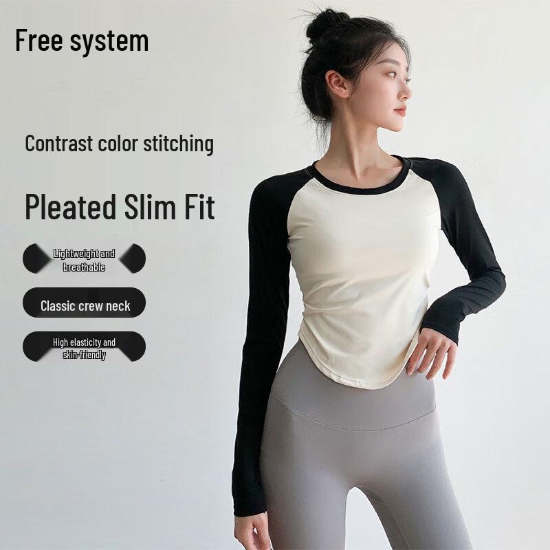 

Women s Slim Fit Color-block Long Sleeve Yoga & Fitness Top L