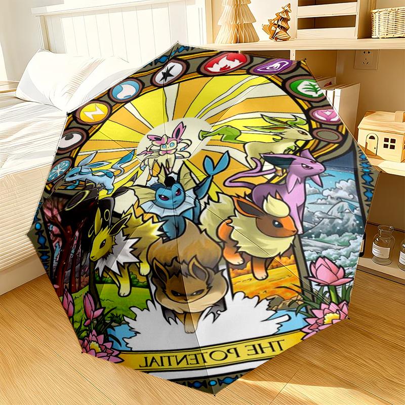 Yellow Mouse Stained Glass Umbrella 8-Frame for Travel, Camping, Casual Lightweight Portable Umbrella, Essential for Every Family Holidays Gift