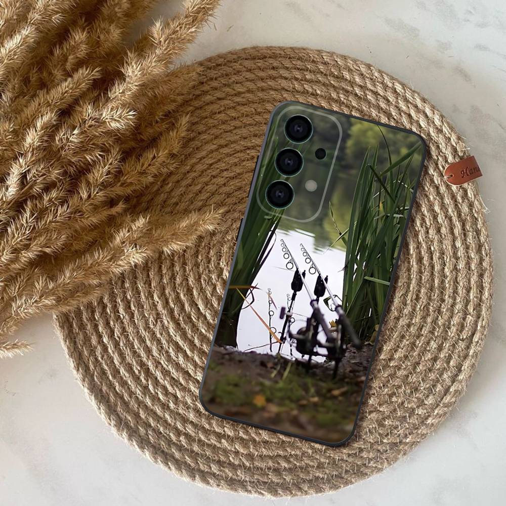 Carp Fish Fishing rod coque Phone Case For Samsung S25,S24,S21,S22,S23,S30,Ultra,S20,Plus,Fe,Lite,Note,10,9,5G Black Cover