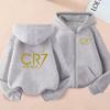 Kinder Voetbal Hoodie Letter CR7 Rits Stijl Jas Sweatshirt Jongens Meisjes 3-12 Jaar Lange Mouwen Losse Top Casual Sportkleding