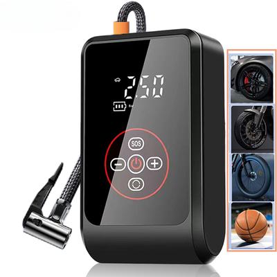 Portable Car Air Pump Digital Display Wireless/Wired Electric 150PSI Tire Pump with LCD Screen Bicycle Ball Motorcycle Emergency Lighting Charging