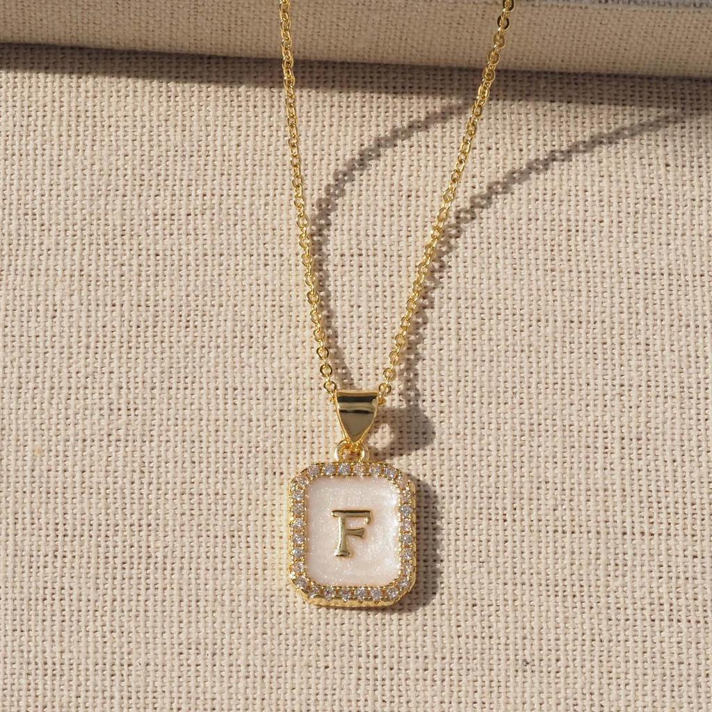 Trendy Gold-Plated A-Z Initial Pendant Necklace with Enamel Finish