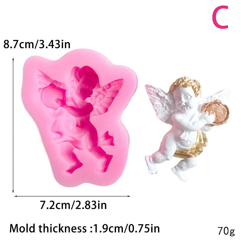 3D-engel, silikonform, babybursdagsfest, kakedekorasjonsverktøy, cupcake-topper, fondant, baking, sjokolade-godteriformer