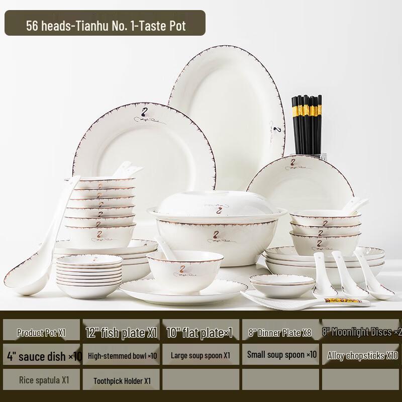 Nordic Style Ceramic Dinnerware Set 56-piece Set