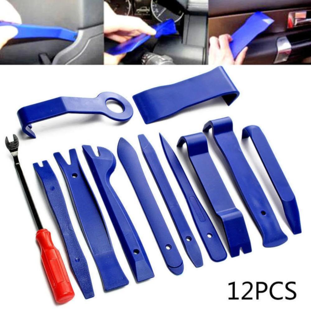 12 Pcs Plastic Car Door Trim Removal Tool Kit for Interior Panel Clip Disassembly Without Scratching Paint Surface