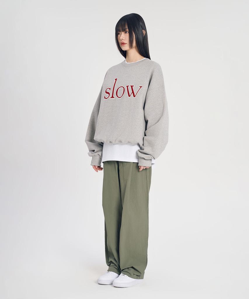 SLOW RECORD HOUSE Nylon Single-Pleat Pants_Khaki
