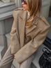 Costum de lână european și american de toamnă/iarnă: Palton Scurt Casual de Damă de Înaltă Calitate cu Rever Mare