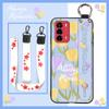 Durable Lanyard Phone Case For ZTE Blade V40 Vita/A72 Ring Anti-dust Fashion Design Silicone Kickstand Waterproof Flower
