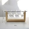 Terrarium Transparent with Wooden Stand Glass Vase Holder Creative Flower Pot for Coffee Shop Room
