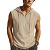 Men's New Summer Fashion T-Shirt - Casual Hooded Solid Color Sleeveless Zipper Hawaiian Beach T-Shirt