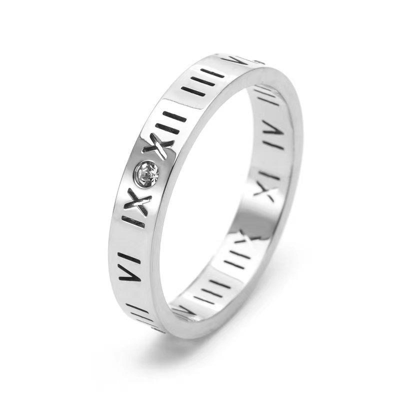 

Buyee 925 Sterling Silver Rose Gold Ring Finger Roman Numerals Simple Ring for Women Men Classic Couples Fine Jewelry Circle 5