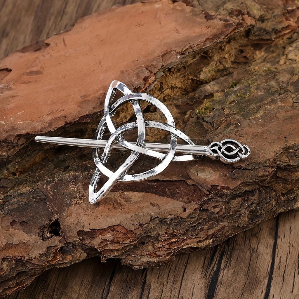 Celtic Knot Silver Hair Clips Vintage-Inspired Hair Claws for Women Symbolic Barrettes for Long Hair Braids