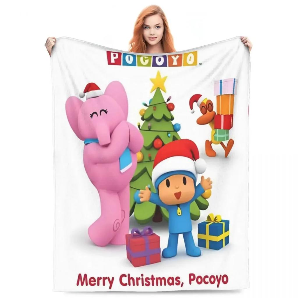 Cute Cartoon PPOCOYO Anime Printed Blanket Picnic Flannel Throw Blanket For Bedroom Warm Soft Custom DIY Quality Bedspread Gift