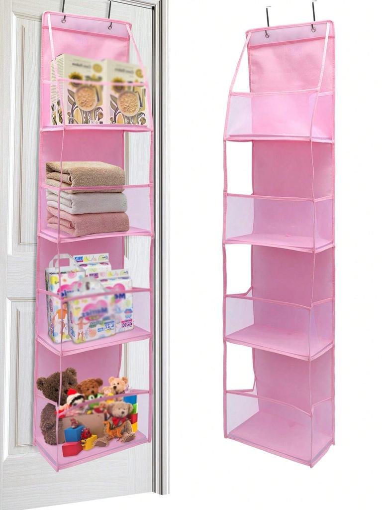 4 Layer Over The Door Hanging Organizer, Cosmetics Wall Hanging Storage Organizer, Large Capacity Mesh Holder With Clear Pockets Hanging Storage Bag