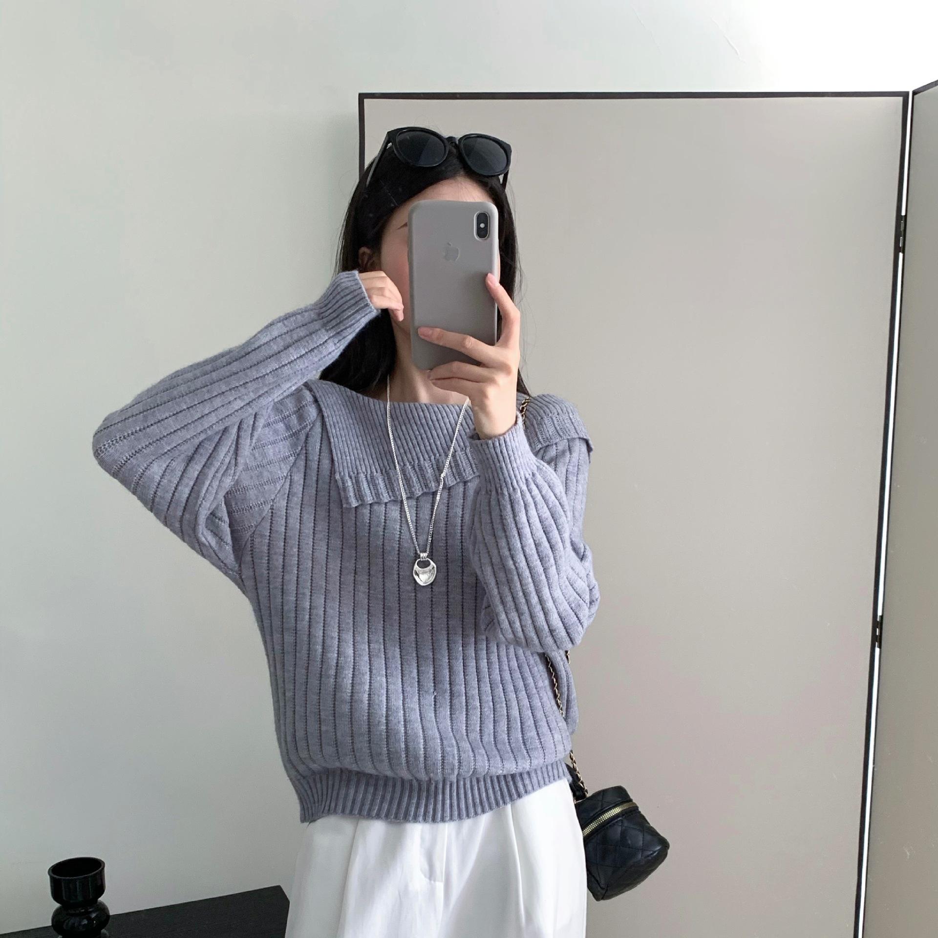 

French New Style Women s One Shoulder Knit Sweater 2025 - Autumn/Winter Fashion Top One Size [80-120] сірий колір