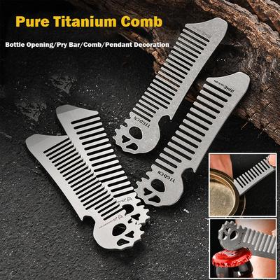 Reiner Titan Kamm Multifunktions Korkenzieher Brecheisen Anhänger MINI Tragbar Superleicht Outdoor EDC Selbstverteidigungswerkzeug Kleiner Zugang