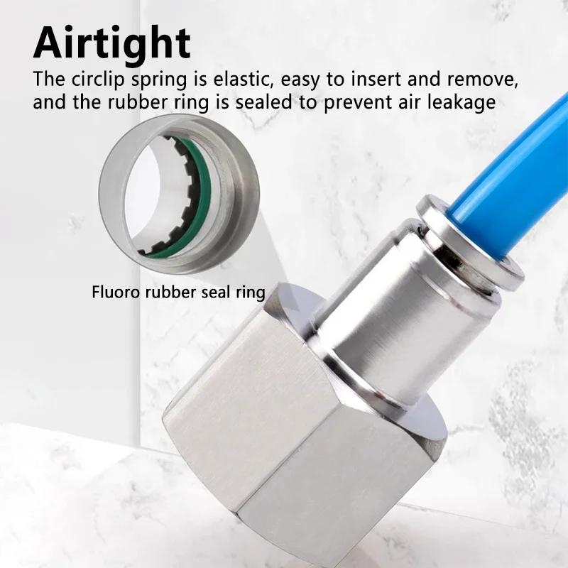 Pneumatic Connector 304 Stainless Steel PCF 1/8” 1/4” 3/8” 1/2” BSP Internal Thread Pneumatic Hose Air Pipe Quick Fitting