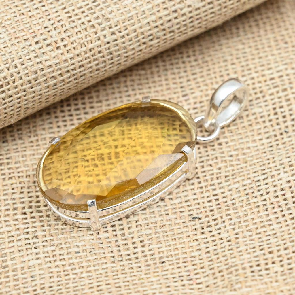 Faceted Morganite Gemstone Solid 925 Sterling Silver Handmade Elegant Pendant Jewelry