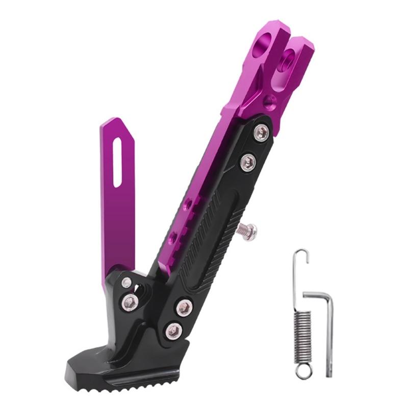 Motorcycle Extendable Stand Holder E-Bike Scooter Replacement Kickstand Adjustable Foot Side with Spring and Screws