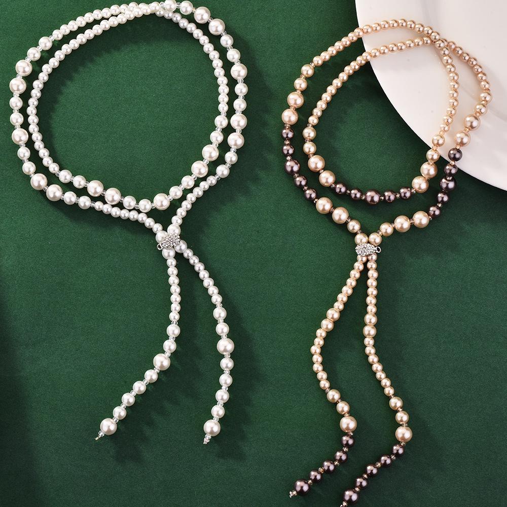 Buckle Pearl Sweater Chain: Fashionable and Versatile Mixed Color Long Necklace for Women