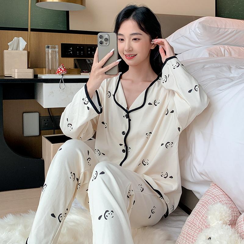Light Purple Casual Women Pajama Cute Sleepwear Autumn Winter Long Sleeve Long Pants Soft Pyjamas Cozy Pijamas Girl Pijama Comfy