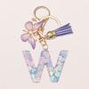 A-Z Letters Keychain Pendant Purple Butterfly Letter Keychain For Girls Women Exquisite Backpack Decoration Accessories Gifts